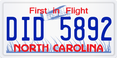 NC license plate DID5892