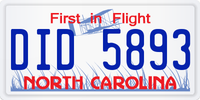 NC license plate DID5893