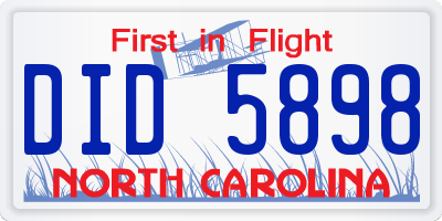 NC license plate DID5898