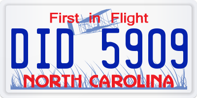 NC license plate DID5909