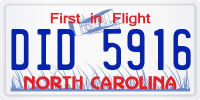 NC license plate DID5916