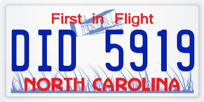 NC license plate DID5919