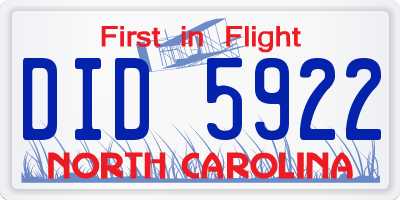 NC license plate DID5922