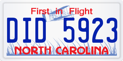 NC license plate DID5923