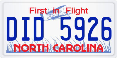 NC license plate DID5926