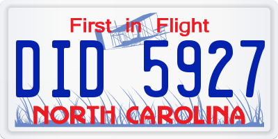 NC license plate DID5927