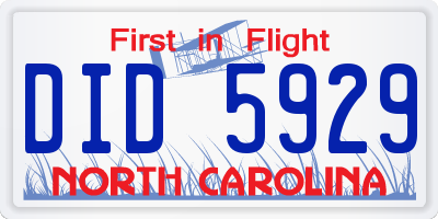 NC license plate DID5929