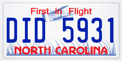 NC license plate DID5931