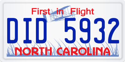 NC license plate DID5932