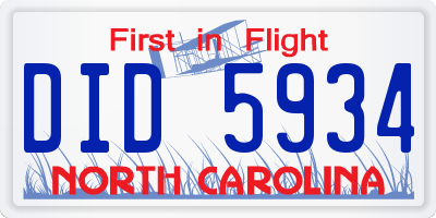NC license plate DID5934