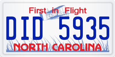 NC license plate DID5935
