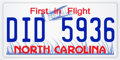 NC license plate DID5936