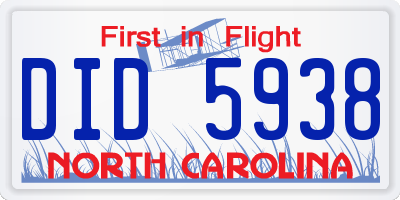 NC license plate DID5938