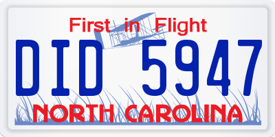 NC license plate DID5947