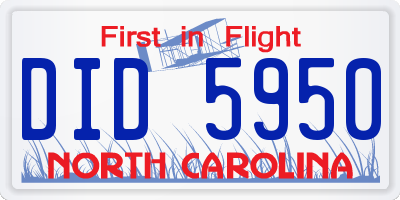 NC license plate DID5950