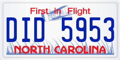 NC license plate DID5953
