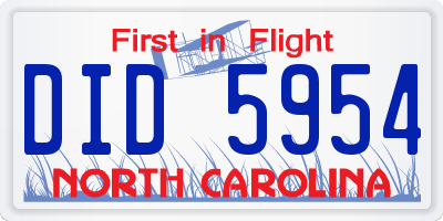 NC license plate DID5954