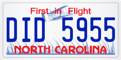 NC license plate DID5955