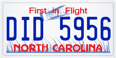 NC license plate DID5956