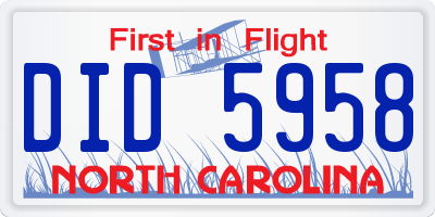 NC license plate DID5958