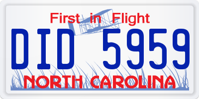NC license plate DID5959