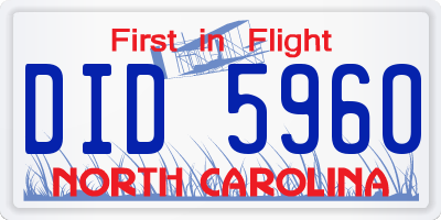 NC license plate DID5960