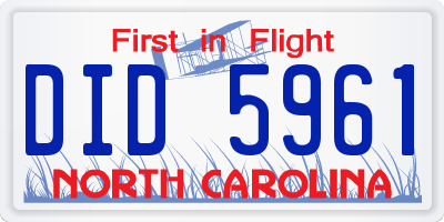 NC license plate DID5961