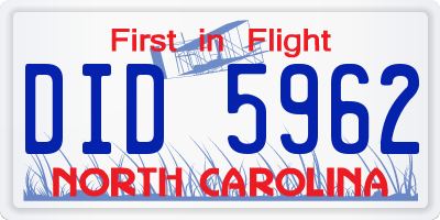 NC license plate DID5962
