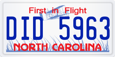 NC license plate DID5963