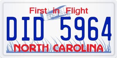 NC license plate DID5964
