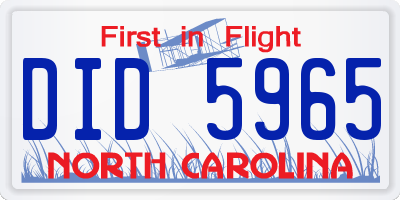 NC license plate DID5965