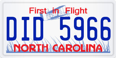 NC license plate DID5966