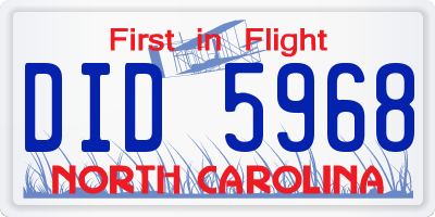NC license plate DID5968
