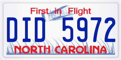NC license plate DID5972