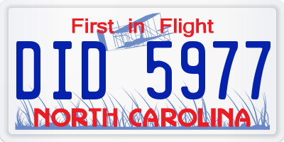 NC license plate DID5977