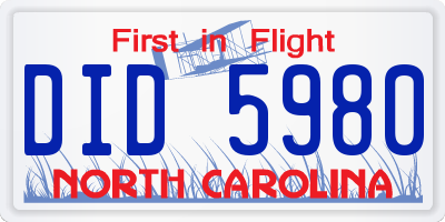 NC license plate DID5980