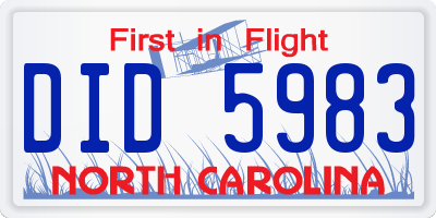 NC license plate DID5983