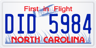 NC license plate DID5984