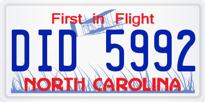 NC license plate DID5992