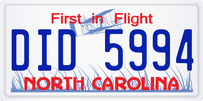 NC license plate DID5994
