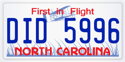 NC license plate DID5996