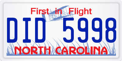 NC license plate DID5998