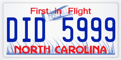 NC license plate DID5999