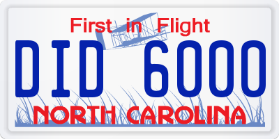 NC license plate DID6000