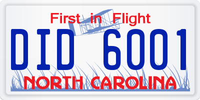 NC license plate DID6001