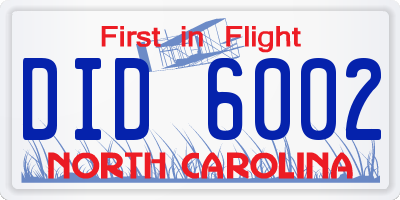 NC license plate DID6002