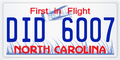NC license plate DID6007