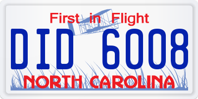 NC license plate DID6008