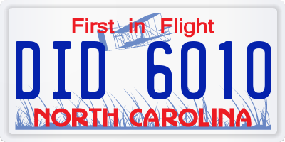 NC license plate DID6010