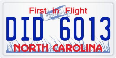 NC license plate DID6013